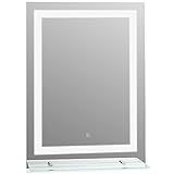 kleankin LED Badspiegel 22W Badezimmerspiegel mit Glas-Ablage Beleuchtung Wandspiegel mit Touch-Schalter…