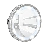 WENKO LED Leuchtspiegel Mosso - 3 Saugnäpfe, Spiegelfläche ø 11.5 cm 300 % Vergrößerung, Stahl, 15 x…
