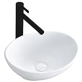 VBChome Waschbecken Kleine 34 x 27 x 13 cm Mini Keramik Weiß Oval Waschtisch Handwaschbecken Aufsatzbecken…