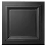 Art3d 12 Stück quadratische schwarze Deckenfliesen, 61 x 61 cm, PVC-Deckenplatte, 61 x 61 cm.