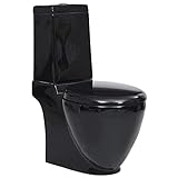 vidaXL WC Keramik Toilette Badezimmer Rund Senkrechter Abgang Soft-Close-Mechanismus Toilettensitz WC-Sitz…