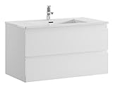 Badezimmer Badmöbel Set Angela 80cm - Hochglanz Weiß - Unterschrank Schrank Waschbecken Waschtisch