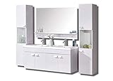 Badmöbel 120 cm Badezimmermöbel Badezimmer Waschtisch Schrank Spiegel Set W.Eleg Wasserhähne enthalten 120 cm mod. White Elegance leicht rosa Waschplätze