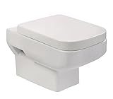 'aquaSu® Wand-WC-Set | Weiß | Inklusive WC-Sitz mit Soft-Close-Absenkautomatik | Tiefspüler | Toilette