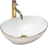 Rea Aufsatzwaschbecken Sofia Gold Edge Waschtisch Handwaschbecken Spülbecken Waschschale Waschbecken…