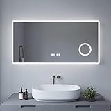 AQUABATOS® Badezimmerspiegel BORAS-Serie 120x60cm Typ D Badspiegel mit Beleuchtung Antibeschlag Kosmetikspiegel…