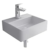Alpenberger Handwaschbecken Klein | Eckiges Mini Waschbecken mit Hahnloch | Modernes Wandwaschbecken…