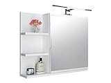 DOMTECH Badezimmer Spiegelschrank mit Ablagen und LED Beleuchtung, Badezimmerspiegel, Weiß Spiegelschrank,…