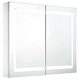 vidaXL LED Spiegelschrank mit 3 Ablagen Badschrank Badspiegel Badezimmerspiegel Hängespiegel Badezimmer Spiegel Hängeschrank 80x12,2x68cm