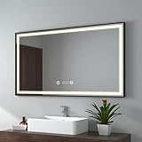 EMKE Badspiegel mit Beleuchtung 120x70cm Badspiegel Schwarzer Rand LED Badezimmerspiegel mit Touch,…