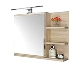 DOMTECH Badezimmer Spiegelschrank mit Ablagen und LED Beleuchtung, Badezimmerspiegel, Eiche Sonoma Spiegelschrank,…
