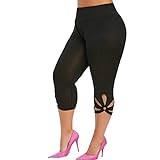 SHINEHUA Damen große Größen Capri-Hose 3/4 Lang Kompression Leggings Trainingshose Sport Yoga Fitness…