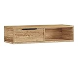 Woodkings® Wandregal Auckland massiv Holz 1Schub/1Fach, passend zum Lowboard Auckland, Wohnwand Modul, Holzmöbel, Regal, Holzregal, Regal mit Schubfach, Wandboard, Wandkonsole (Holz - Wildeiche)