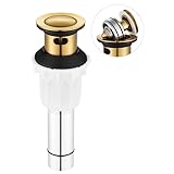 PARLOS Pop up Sink Drain Stopper with Hair Catcher Strainer & Overflow for Bathroom Sink Vessel (Brushed…