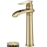 Greenspring Gebürstetes Gold Badezimmer Gefäß Wasserfall Bauernhaus Badezimmer Wasserhähne Einloch Einzelgriff…