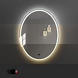 QFF@ Anti Fog Beleuchtung Infrarot Sensor Schalter An Der Wand Montierten Kosmetikspiegel LED Lichtspiegel Hintergrundbeleuchtung Spiegel Oval Badezimmerspiegel, Dies Ist Perfekte Wahl Für Bad Und Z