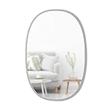 Umbra Hub Wandspiegel – Ovaler Spiegel für Diele, Badezimmer, Wohnzimmer und Mehr, Grau, 61x91 cm
