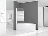 Marwell White Lines Badewannenaufsatz 75 x 140 cm Duschwand für Badewanne 1-teilig schwingbar in matt…