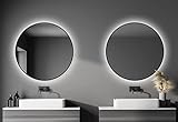 Talos Black OROS Spiegel rund Ø 100 cm – runder Wandspiegel in matt schwarz – Badspiegel rund mit hochwertigen…
