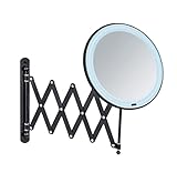 WENKO LED Teleskop-Wandspiegel Barona, ausziehbarer Kosmetikspiegel mit LED-Beleuchtung und 5-fach Vergrößerung,…