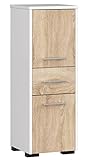 ADGO FIN Poller Badezimmerregal 30x30x85 cm, Badezimmerschrank mit 2 Türen und 1 Schublade, Badezimmermöbel,…