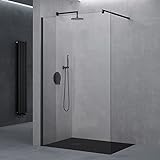doporro Duschwand Duschtrennwand 130x200 Walk-In Dusche mit Stabilisator aus Echtglas 10mm ESG-Sicherheitsglas…