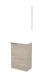 Habitdesign Compact Badezimmermöbel mit Spiegel und Waschbecken, Holzwerkstoff, Eiche Alaska, Grande