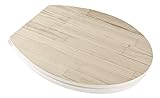 Calmwaters® WC Sitz Holz mit Absenkautomatik Motiv Wood Beige-Grau, Fast-Fix-Befestigung aus Metall,…