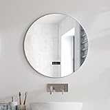 PUCHIKA Badspiegel mit Beleuchtung, LED Badezimmerspiegel Ø 60cm, LCD Touchscreen mit Uhrzeitanzeige,…