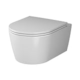 Spülrandloses Hänge-WC mit SoftClose-Deckel - Wand-WC Spülrandlos FlashClean aus Keramik, Hängetoilette…