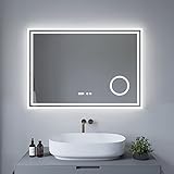 AQUABATOS® Badezimmerspiegel Essens-Serie 100x70cm Typ D Badspiegel mit Beleuchtung Antibeschlag Kosmetikspiegel…