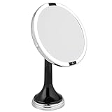 mDesign LED Kosmetikspiegel – Spiegel mit Beleuchtung fürs Badezimmer – freistehender Schminkspiegel…