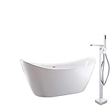 Vasca da bagno freestanding SIENA in acrilico sanitario bianco opaco - 173 x 73 x 75 cm -Con rubinetteria…