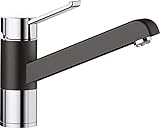 BLANCO ZENOS-S – Zweifarbiger Wasserhahn für die Küche – Silgranit-Look – Chrom / Schwarz – 526166