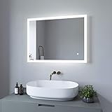 AQUABATOS® Badspiegel mit Beleuchtung 80x60 cm Lichtspiegel Badezimmerspiegel mit Licht LED Spiegel…