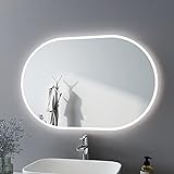 KOBEST Spiegel Oval Badspiegel mit Beleuchtung 90x60cm Badezimmerspiegel LED Spiegel Touch 3 Lichtfarbe Warmweiß Neutral Kaltweiß Lichtspiegel Wandspiegel