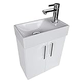 paplinskimoebel Waschplatz Waschbecken mit Unterschrank Badmöbel Set Waschtisch 40x22 Links/Rechts (Weiß)…