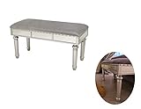DIPAMKAR - L94 CM Sitzbank Bettbank aus Samt mit Spiegel und Niete Vintage Graue Samtbank für Flur, vor das Bett oder an den Esstisch