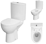 VBChome Keramik Stand- WC Toilette Komplett -Design- Set mit Spülkasten WC- Sitz aus Duroplast mit Absenkautomatik…