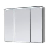 Stella Trading TWO Spiegelschrank Bad mit LED-Beleuchtung in Titan / Weiß - Badezimmerspiegel Schrank…