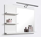 DOMTECH Badspiegel mit Ablagen Weiß mit LED Beleuchtung Badezimmer Spiegel Wandspiegel, L