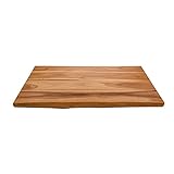 wohnfreuden Teak-Holz Waschtischplatte 100 cm lasiert Bad WC Garten Unterschrank Holzplatte für Naturstein Waschbecken
