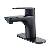 VOTON Kommerzielle Badezimmer-Spültischarmatur Chrom Einzelgriff Badezimmer-Wasserhahn moderne Waschtischarmatur ohne Ablaufgarnitur (mattschwarz)