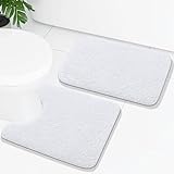 Buganda Mikrofaser-Badezimmerteppich-Set, 2-teilig, weiche Badematte und U-förmiger WC-Vorleger, Dusch-Badezimmerteppiche…