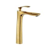 Leekayer Bad Waschbecken Wasserhahn Hoch Körper Einhand Einlochmontage Toilette Gold Chrom Messing,LK75239GHg