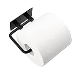 Milti Toilettenpapierhalter ohne Bohren aus gebürstetem Edelstahl - Schwarz - Design Klopapierhalter…