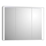 Stella Trading FIVE Spiegelschrank Bad mit LED-Beleuchtung in Weiß - Badezimmerspiegel Schrank mit viel…