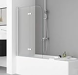 IMPTS 100x140cm Duschwand für Badewanne 2 TLG. Faltwand Duschtrennwand Badewannenaufsatz Duschabtrennung…