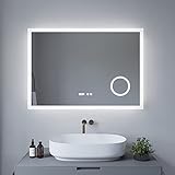 AQUABATOS® Badezimmerspiegel ECHOS-Serie 100x70cm Typ D Badspiegel mit Beleuchtung Antibeschlag Kosmetikspiegel…