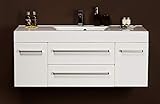 Quentis Badmöbel Aruva, Breite 120 cm, Waschbecken und Unterschrank, weiß glänzend, 2 Türen, 2 Schubladen, Unterschrank montiert